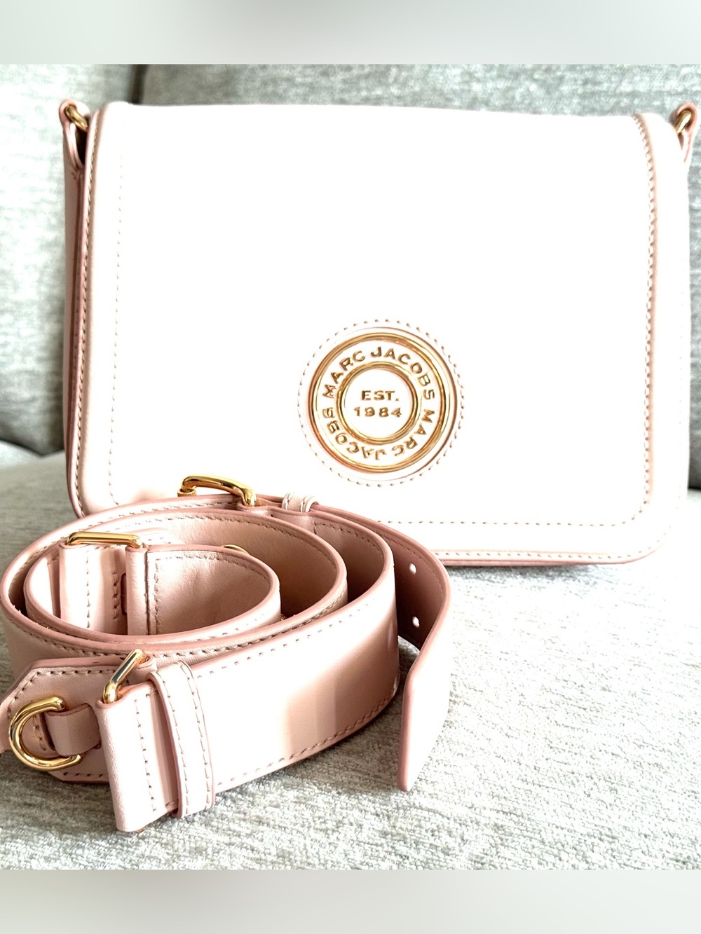 Marc Jacobs Insignia Full Flap Smooth Leather Crossbody Bag Marshmallow Cream